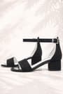 Lilo Glittery Black Single Strap Girl's High Heel Evening Shoes