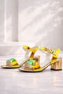 Pony Hologram Copper Green Thick Heels Girls Stone Detailed Evening Dresses