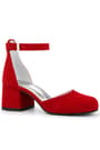 Red Suede Shoes Thick Heels Party Heels Girls