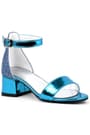 Elsa Blue Pattent Leather Shiny Thick Heeled Girls Heeled Dress Shoes