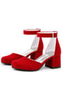Red Suede Shoes Thick Heels Party Heels Girls