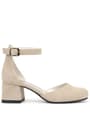 Nude Suede Thick Heels Shoes Girls