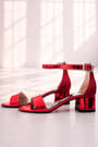 Elsa Red Mirrored Thick Heeled Girls Evening Shoes