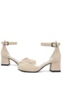 Nude Suede Thick Heels Shoes Girls