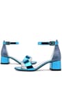 Elsa Blue Pattent Leather Shiny Thick Heeled Girls Heeled Dress Shoes