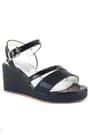 Black Wedge Heeled Shoes For Girl's