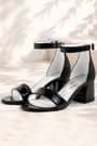 Elsa Black Rougan Shiny Girls Thick Heels Evening Shoes