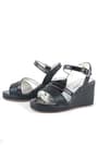 Black Wedge Heeled Shoes For Girl's