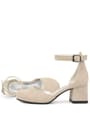 Nude Suede Thick Heels Shoes Girls