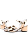 Copper Shiny Mirror Girls Thick Heels Evening Shoes