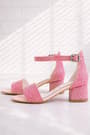 Lilo Glittery Fuchsia Pink Single Strap Girl's High Heel Evening Shoes