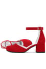 Red Suede Shoes Thick Heels Party Heels Girls
