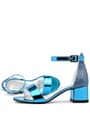 Elsa Blue Pattent Leather Shiny Thick Heeled Girls Heeled Dress Shoes