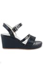 Black Wedge Heeled Shoes For Girl's