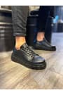 JY007 Alba Bağcıksız Cilt Erkek Günlük Sneaker Ayakkabı CBT Siyah