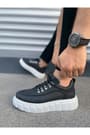 JY010 Cloud Bağcıklı Cilt Erkek Günlük Sneaker Ayakkabı CBT - Siyah