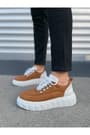 JY010 Cloud Bağcıklı Süet Erkek Günlük Sneaker Ayakkabı SBT - Taba/Beyaz