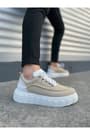 JY010 Cloud Bağcıklı Süet Erkek Günlük Sneaker Ayakkabı SBT - Krem/Beyaz