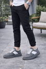 JY011 Line Erkek Günlük Bağcıklı Süet Spor Sneaker Ayakkabı SGT - Gri/Beyaz