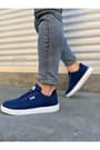 JY0118 REX Bağcıklı Keten Kumaş Erkek Günlük Sneaker Ayakkabı KBT - Lacivert
