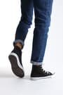 JY0423 AXE Bağcıklı Keten Kumaş Erkek Günlük Sneaker Ayakkabı KBT - Siyah