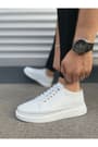 JY0535 Prime Bağcıklı Cilt Erkek Günlük Sneaker Ayakkabı CBT - Beyaz