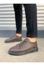 JY0535 Prime Bağcıklı Cilt Erkek Günlük Sneaker Ayakkabı CST - Kahverengi