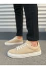 JY122 Mode Bağcıklı Süet Erkek Günlük Sneaker Ayakkabı SBT - Bej