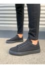 JY122 Mode Bağcıklı Süet Erkek Günlük Sneaker Ayakkabı SST - Siyah