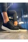 JY144 Volt Bağcıklı Süet Erkek Günlük Sneaker Yüksek Taban Ayakkabı SBT Siyah
