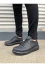 JY151 Boost Bağcıklı Cilt Erkek Günlük Sneaker Ayakkabı CST - Siyah