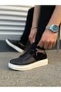 JY155 Warrior Bağcıklı ve Fermuarlı Cilt Süet Erkek Günlük Sneaker Ayakkabı CSBT - Siyah