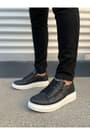 JY155 Warrior Bağcıklı ve Fermuarlı Cilt Erkek Günlük Sneaker Ayakkabı CBT - Siyah