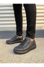 JY155 Warrior Bağcıklı ve Fermuarlı Cilt Erkek Günlük Sneaker Ayakkabı CST - Siyah