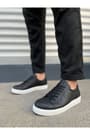 JY165 Elite Bağcıklı Cilt Erkek Günlük Sneaker Ayakkabı CBT - Siyah