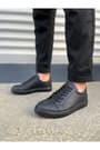 JY165 Elite Bağcıklı Cilt Erkek Günlük Sneaker Ayakkabı CST - Siyah
