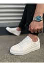 JY166 Prestige Bağcıklı Cilt Kapitone Desenli Erkek Günlük Sneaker Ayakkabı CBT - Beyaz