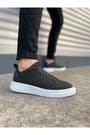 JY204 Flex Bağcıklı Keten Kumaş Erkek Günlük Sneaker Ayakkabı KBT - Siyah