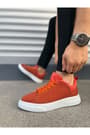 JY204 Flex Bağcıklı Keten Kumaş Erkek Günlük Sneaker Ayakkabı KBT - Turuncu