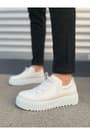 JY502 Bold Bağcıklı Cilt Erkek Günlük Sneaker Ayakkabı CBT - Beyaz
