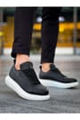 JY814 Axel Bağcıklı Cilt Erkek Günlük Sneaker Ayakkabı CBT Siyah