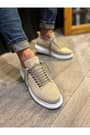 JY914 Drake Bağcıklı Süet Erkek Günlük Sneaker Ayakkabı SBT Krem