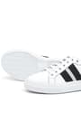 Hakiki Deri Beyaz Siyah Desenli Kadın Sneaker Ayakkabı