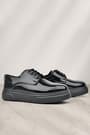 Rakerplus Derby Genuine Leather Black Patent Leather Black Sole Kids Classic Shoes 3024-SRS-B-DERI.35