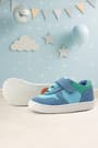 Rakerplus Bob Genuine Leather Blue Green Barefoot Velcro Elastic Baby Sneakers
