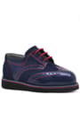 Rakerplus Hidra Patent Leather Suede Navy Blue Lace up Baby Shoes