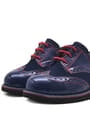 Rakerplus Hidra Patent Leather Suede Navy Blue Lace up Baby Shoes