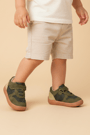 Rakerplus Bob Genuine Leather Khaki Green Barefoot Velcro Elastic Baby Sneakers