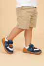 Rakerplus Bob Hakiki Deri Lacivert Beyaz Barefoot Cırtlı Lastikli Bebek Sneaker Ayakkabı
