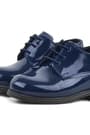 Rakerplus Navy Blue Patent Leather Rubber Laced Oxford Baby Shoes